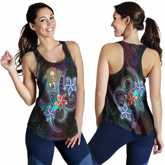 Nauru Women Racerback Tank - Plumeria Flowers Style