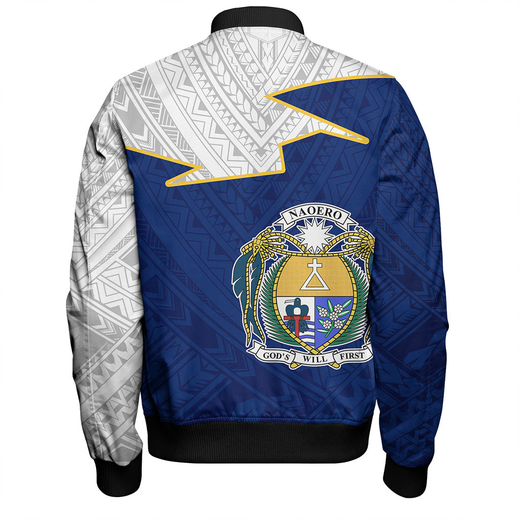 Nauru Bomber Jacket Polynesian Tattoo Flag And Coat Of Arms