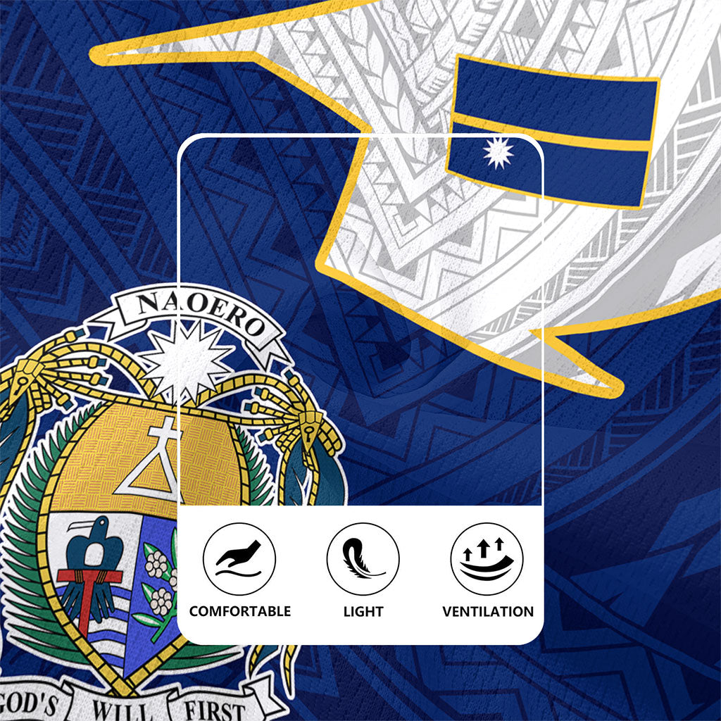Nauru Rugby Jersey Polynesian Tattoo Flag And Coat Of Arms