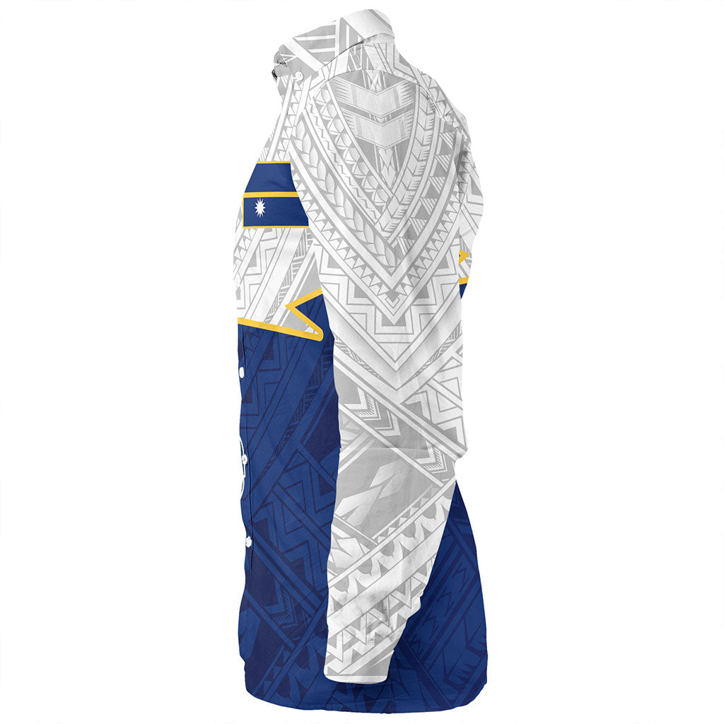 Nauru Long Sleeve Shirt Polynesian Tattoo Flag And Coat Of Arms