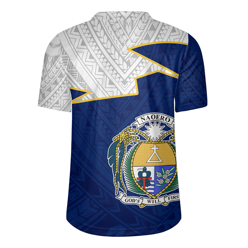 Nauru Rugby Jersey Polynesian Tattoo Flag And Coat Of Arms