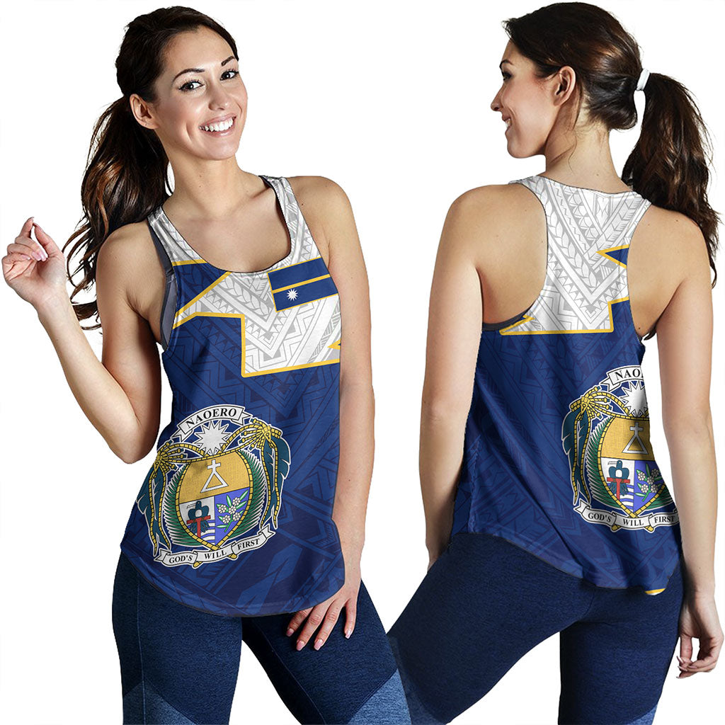 Nauru Women Tank Polynesian Tattoo Flag And Coat Of Arms