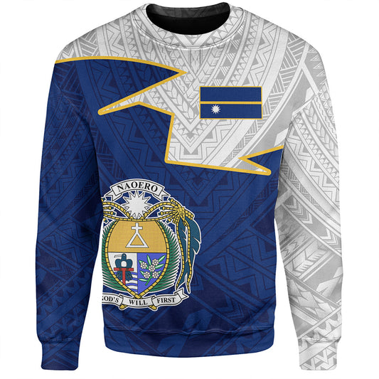 Nauru Sweatshirt Polynesian Tattoo Flag And Coat Of Arms