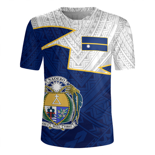 Nauru Rugby Jersey Polynesian Tattoo Flag And Coat Of Arms