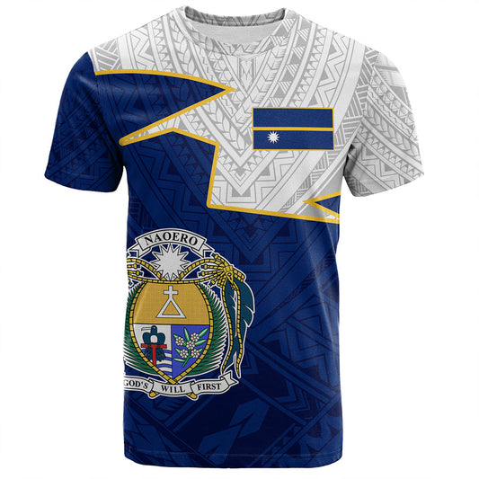 Nauru T-Shirt Polynesian Tattoo Flag And Coat Of Arms
