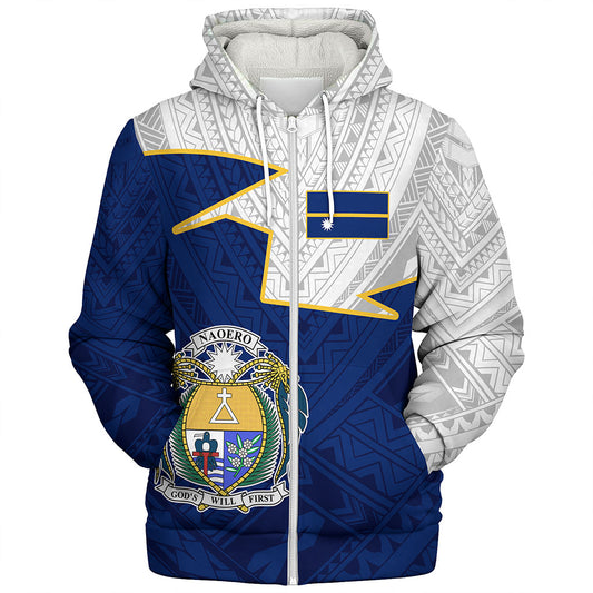 Nauru Sherpa Hoodie Polynesian Tattoo Flag And Coat Of Arms