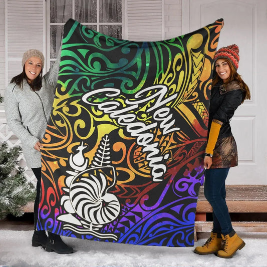 New Caledonia Premium Blanket - Rainbow Polynesian Pattern