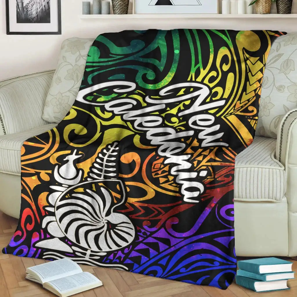 New Caledonia Premium Blanket - Rainbow Polynesian Pattern