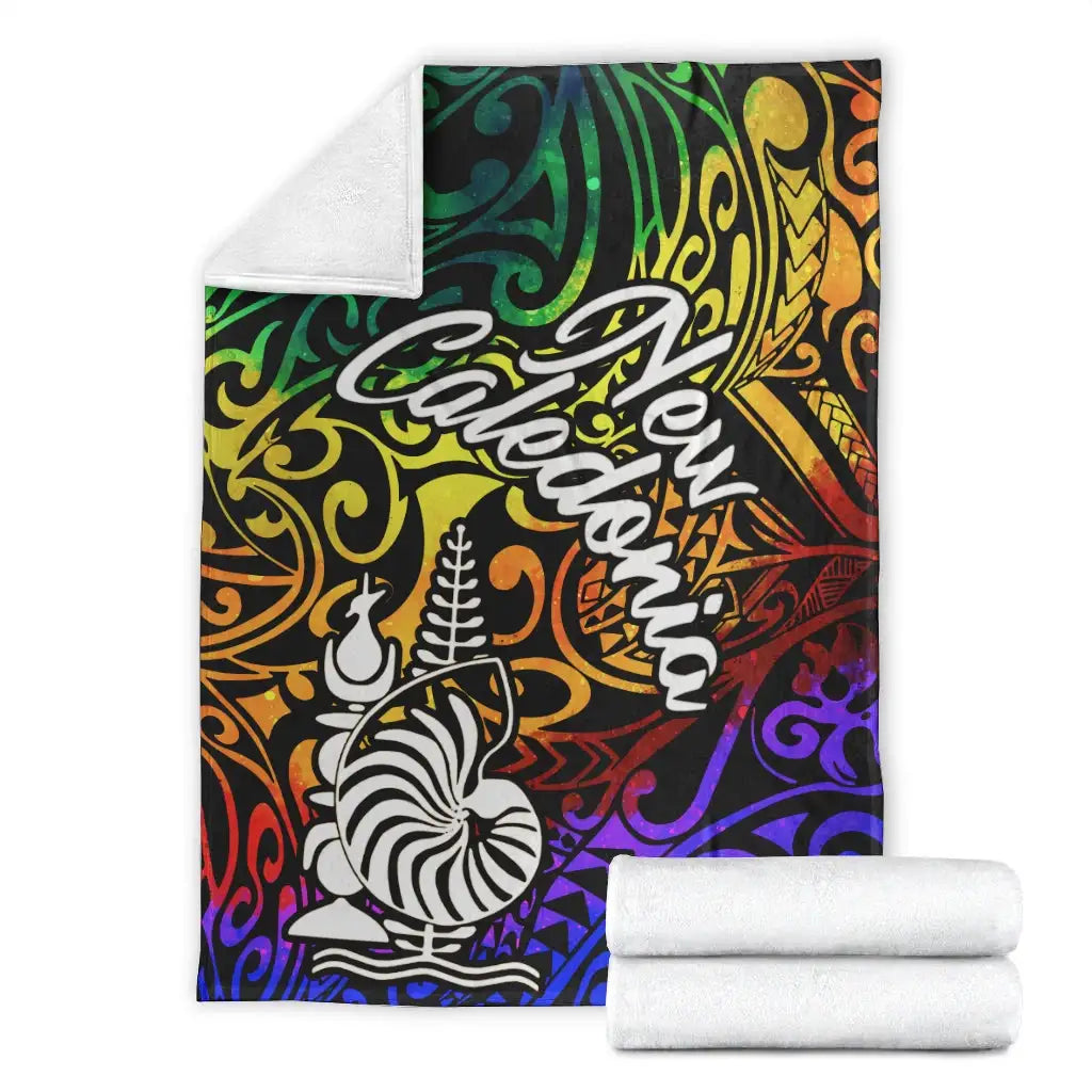 New Caledonia Premium Blanket - Rainbow Polynesian Pattern