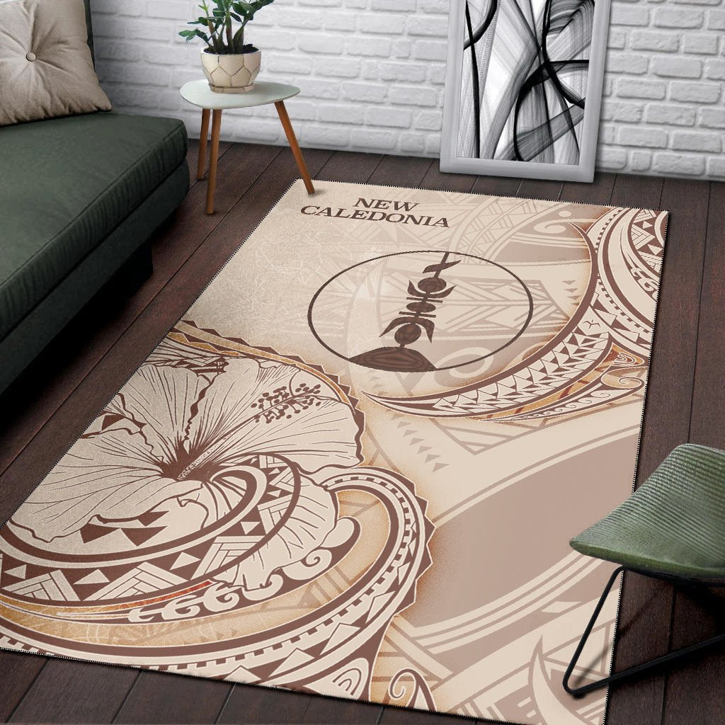 New Caledonia Area Rug - Hibiscus Flowers Vintage Style