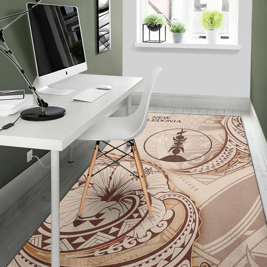 New Caledonia Area Rug - Hibiscus Flowers Vintage Style