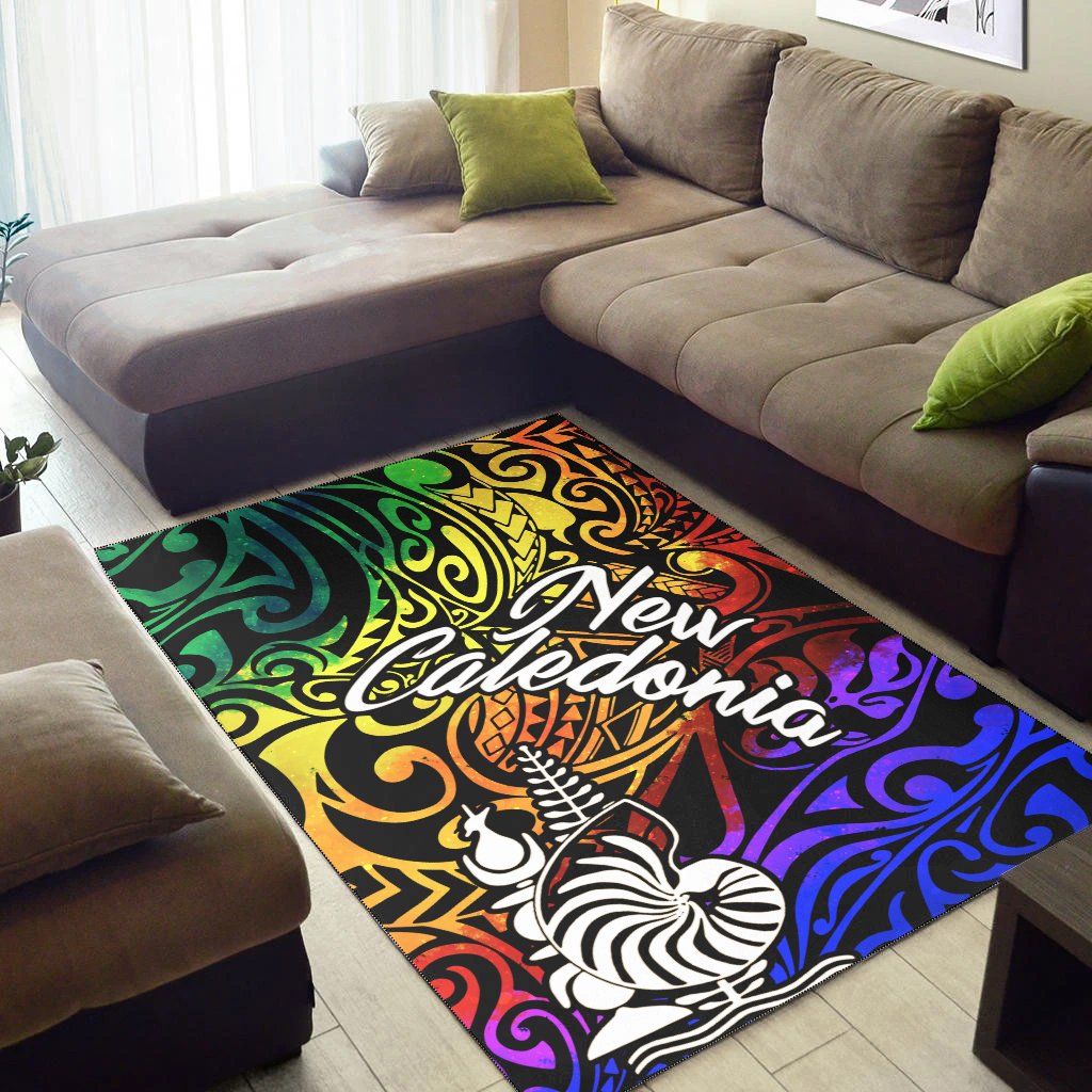 New Caledonia Area Rug - Rainbow Polynesian Pattern