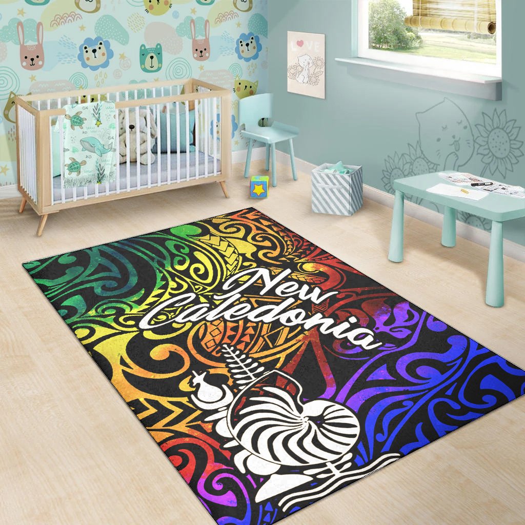 New Caledonia Area Rug - Rainbow Polynesian Pattern