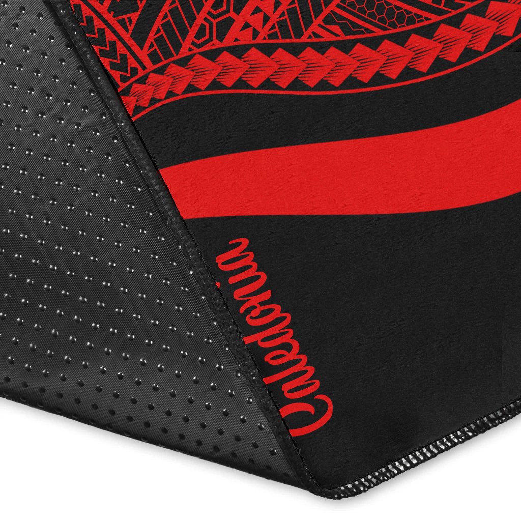 New Caledonia Area Rug - Red Polynesian Tentacle Tribal Pattern