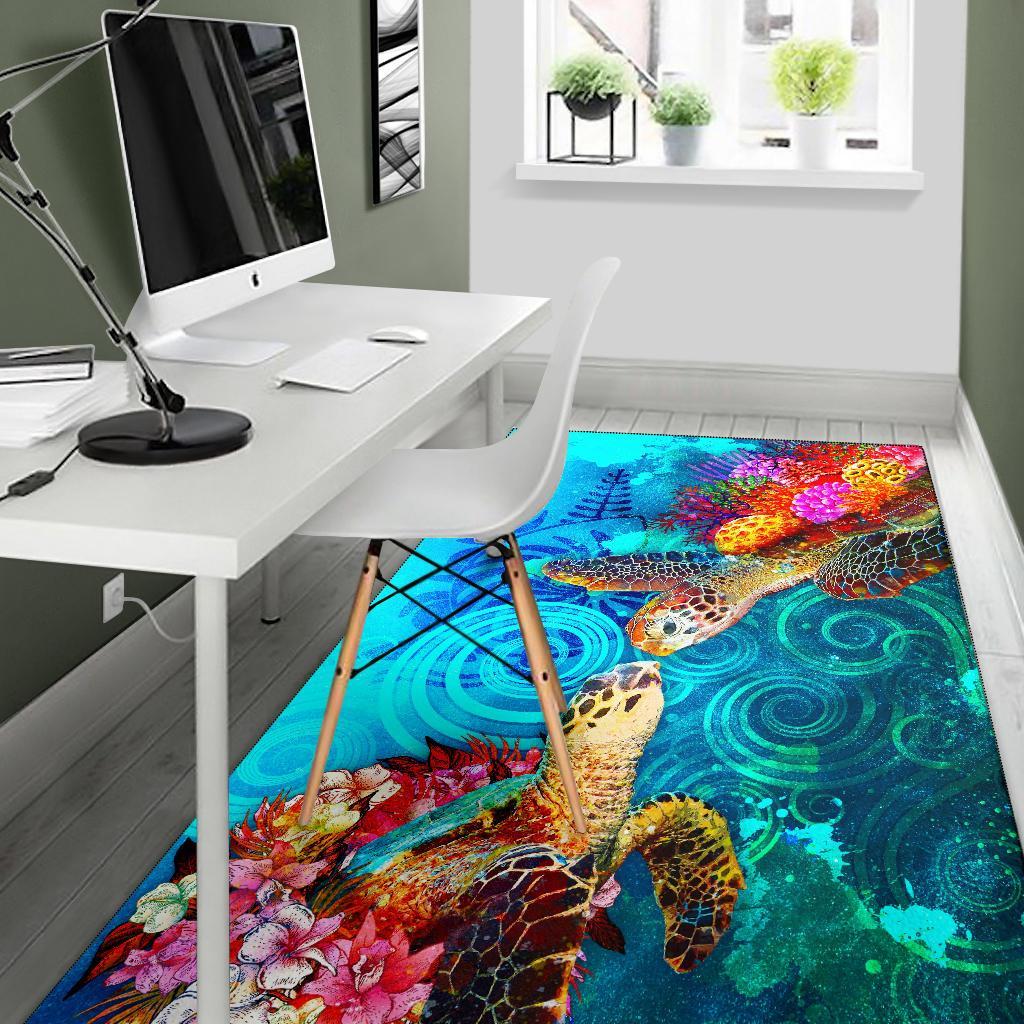 New Caledonia Area Rug - Sea Turtle Coral Treasure