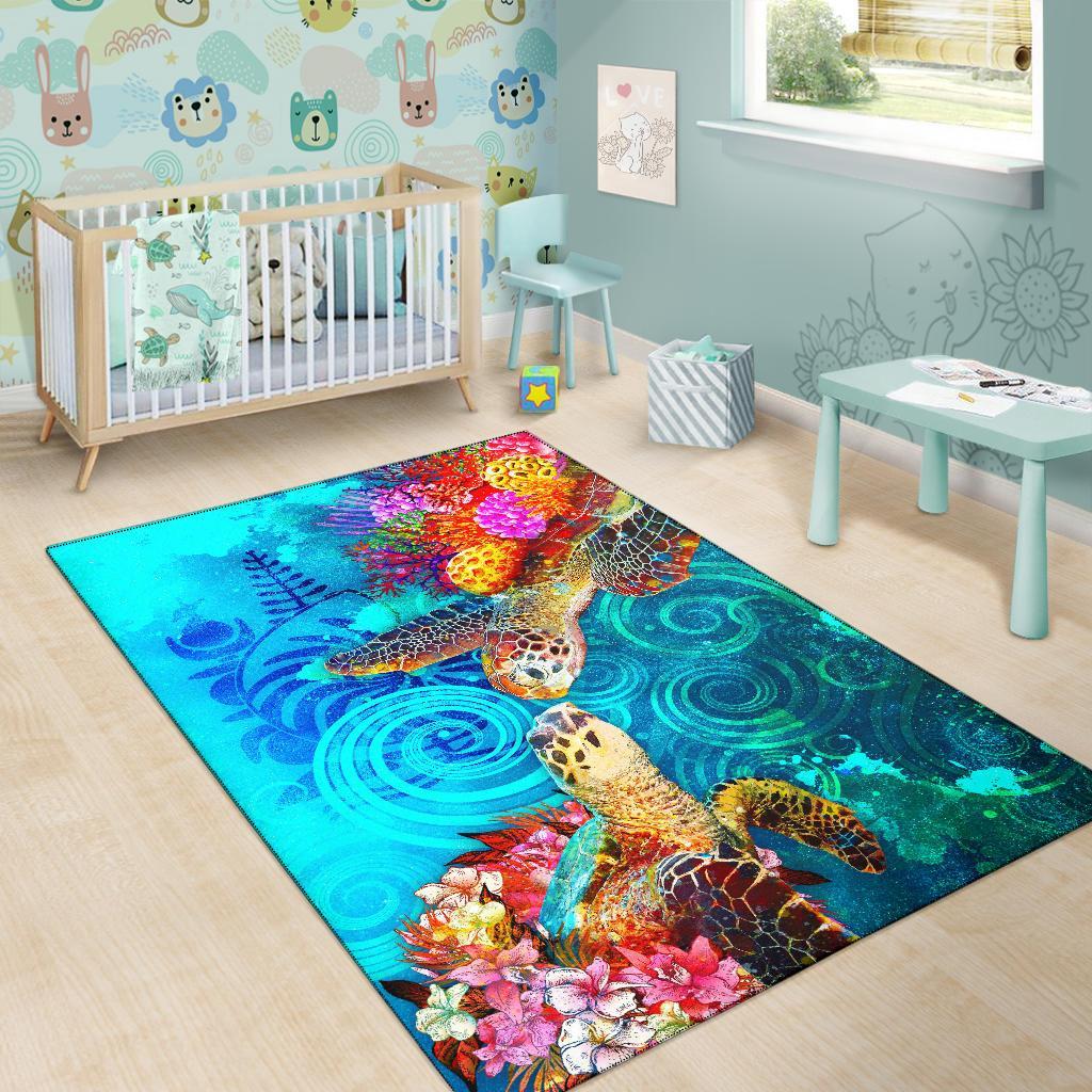 New Caledonia Area Rug - Sea Turtle Coral Treasure
