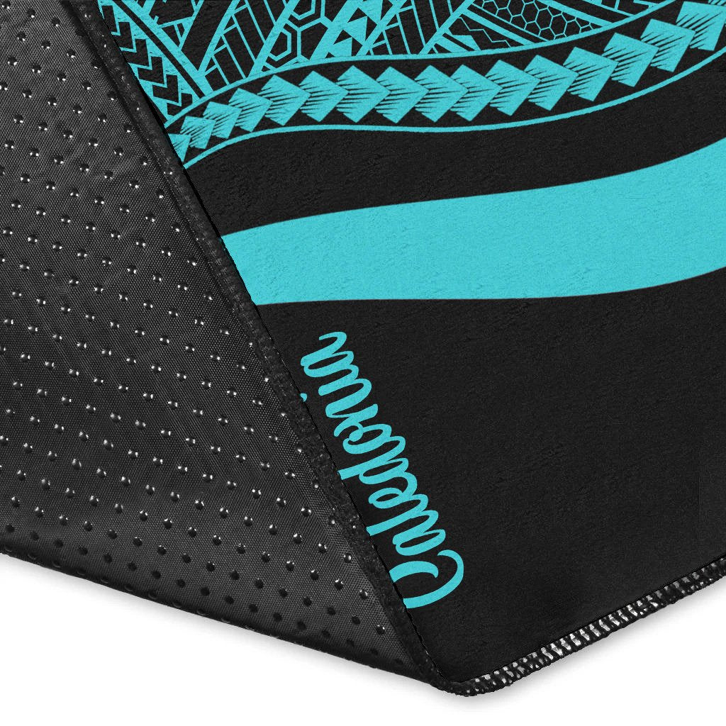 New Caledonia Area Rug - Turquoise Polynesian Tentacle Tribal Pattern