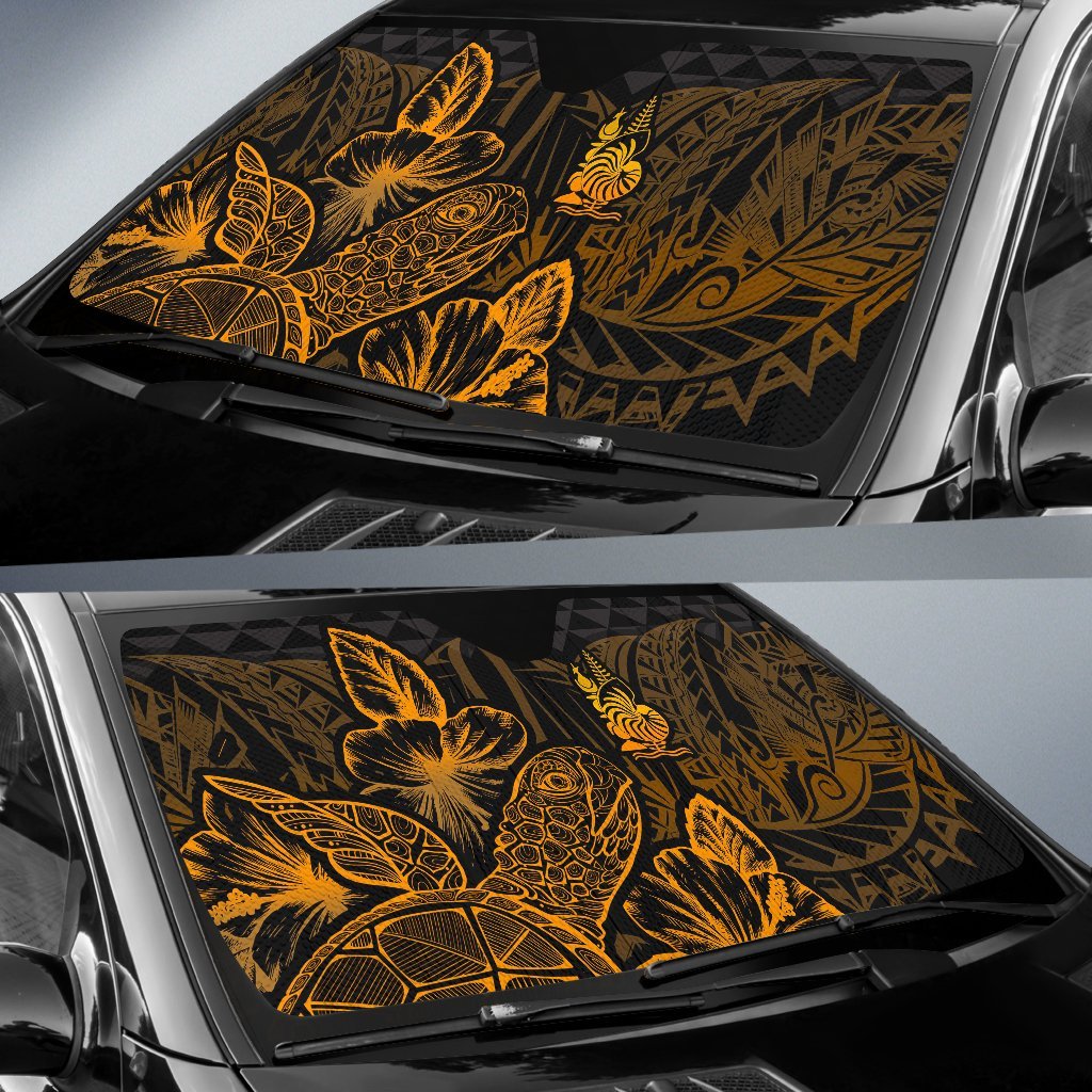 New Caledonia Auto Sun Shades Turtle Hibiscus Gold
