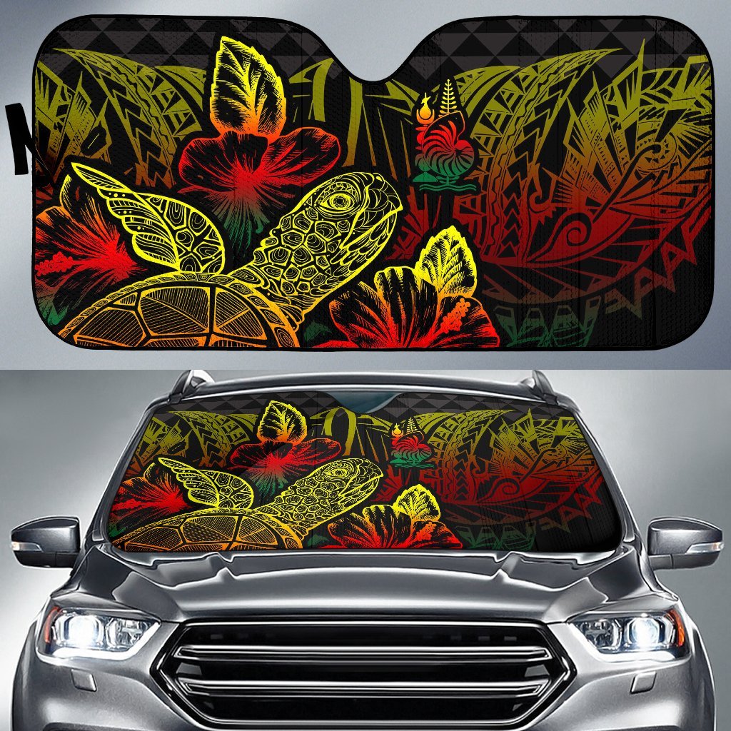 New Caledonia Auto Sun Shades Turtle Hibiscus Reggae