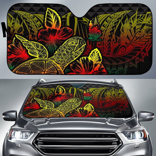 New Caledonia Auto Sun Shades Turtle Hibiscus Reggae