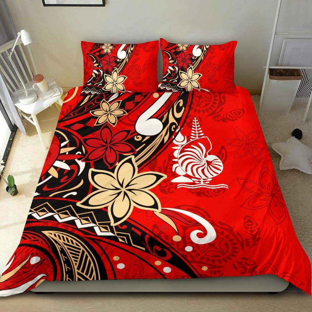 New Caledonia Bedding Set - Tribal Flower With Special Turtles Red Color