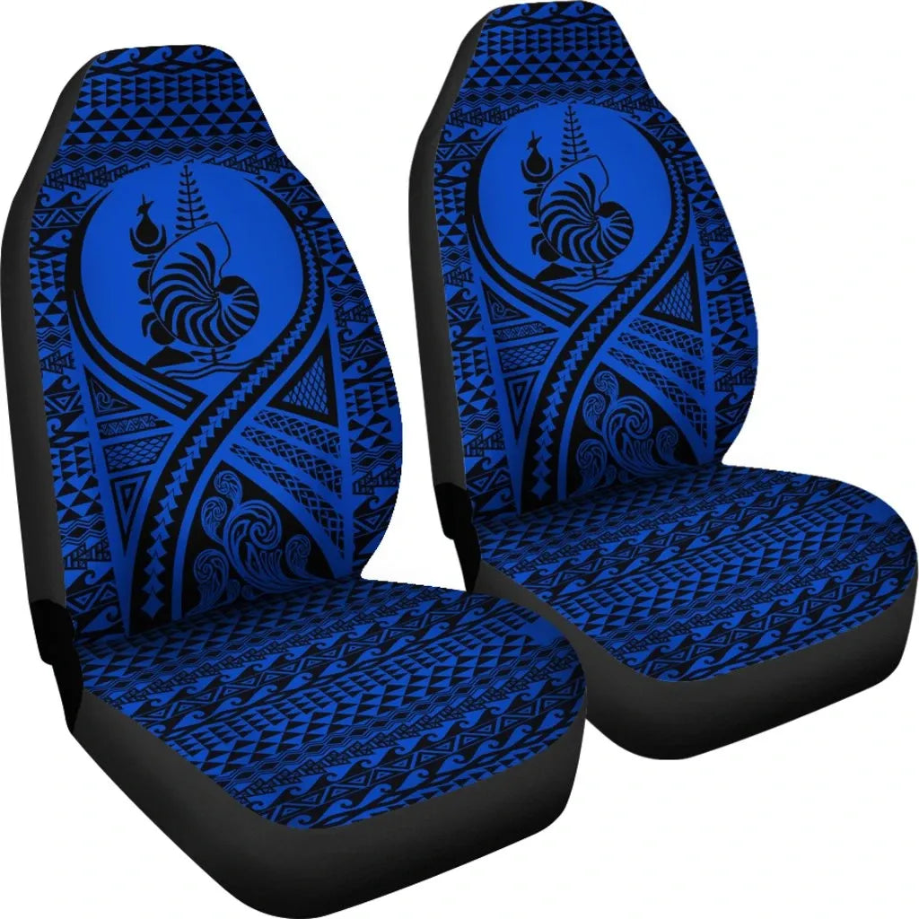 New Caledonia Car Seat Cover - New Caledonia Coat Of Arms Polynesian Tattoo Blue