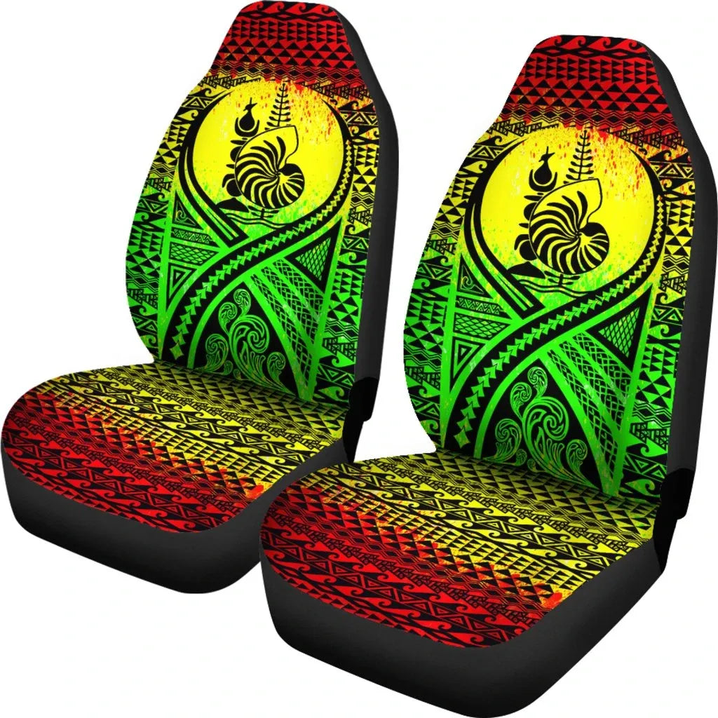 New Caledonia Car Seat Cover - New Caledonia Coat Of Arms Polynesian Tattoo Reggae
