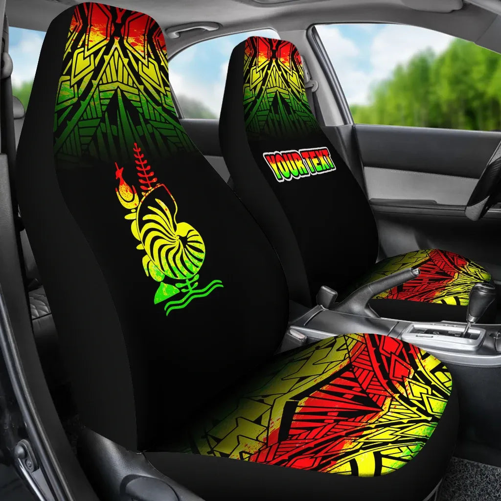 New Caledonia Custom Personalised Car Seat Covers - New Caledonia Coat Of Arms Fog Reggae Style