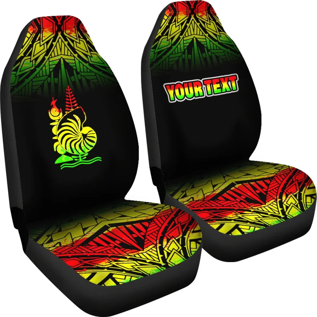 New Caledonia Custom Personalised Car Seat Covers - New Caledonia Coat Of Arms Fog Reggae Style