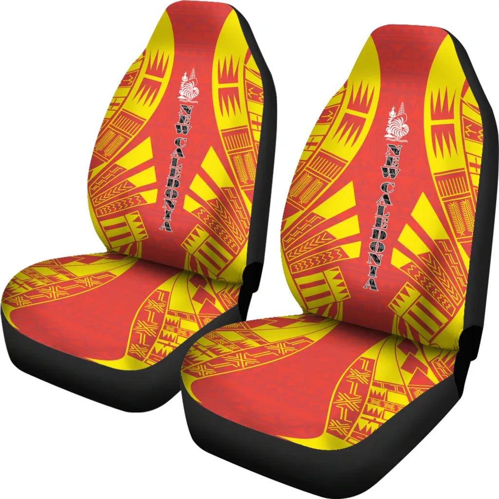 New Caledonia Car Seat Covers - New Caledonia Coat Of Arms Polynesian Tattoo Flag
