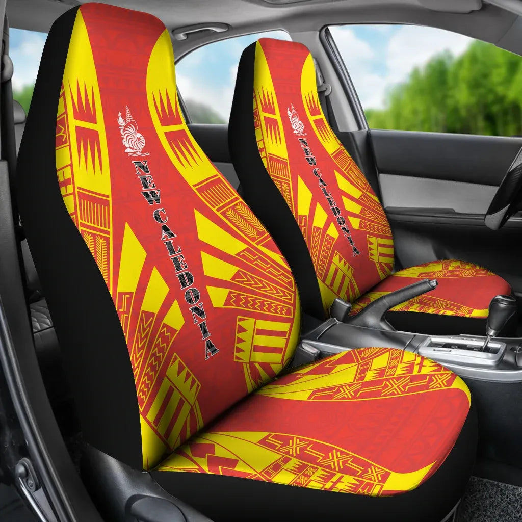 New Caledonia Car Seat Covers - New Caledonia Coat Of Arms Polynesian Tattoo Flag