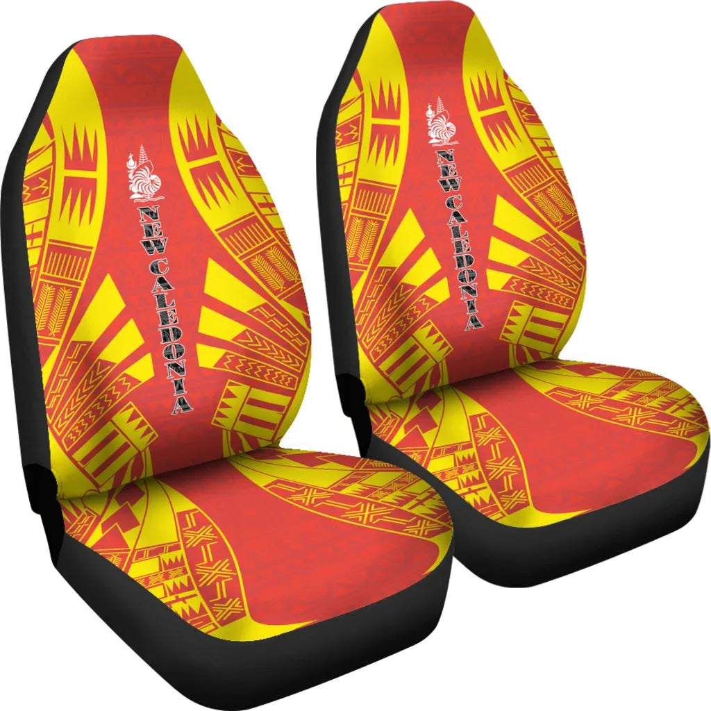 New Caledonia Car Seat Covers - New Caledonia Coat Of Arms Polynesian Tattoo Flag
