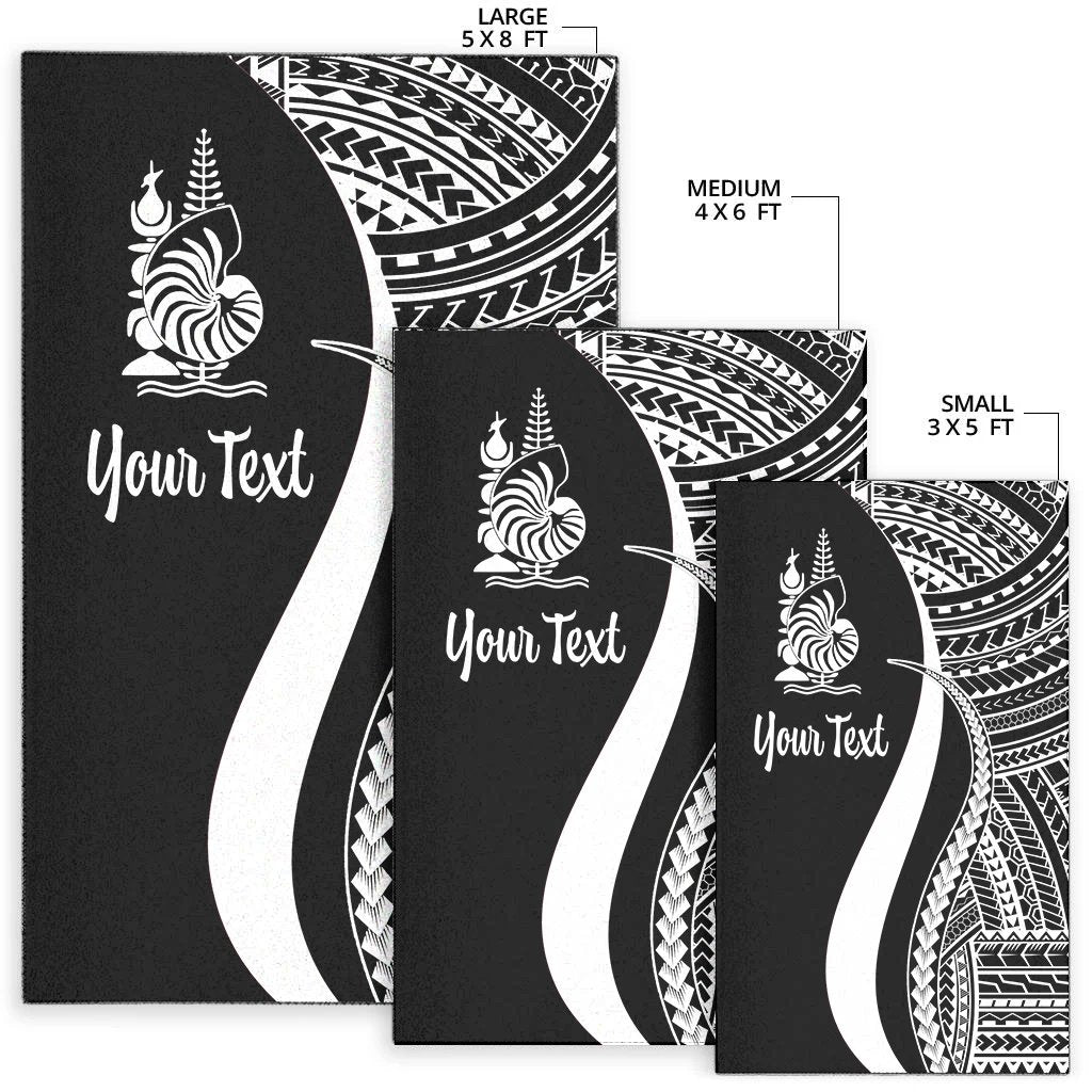 New Caledonia Custom Personalised Area Rug - White Polynesian Tentacle Tribal Pattern