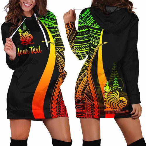 New Caledonia Custom Personalised Hoodie Dress - Reggae Polynesian Tentacle Pattern