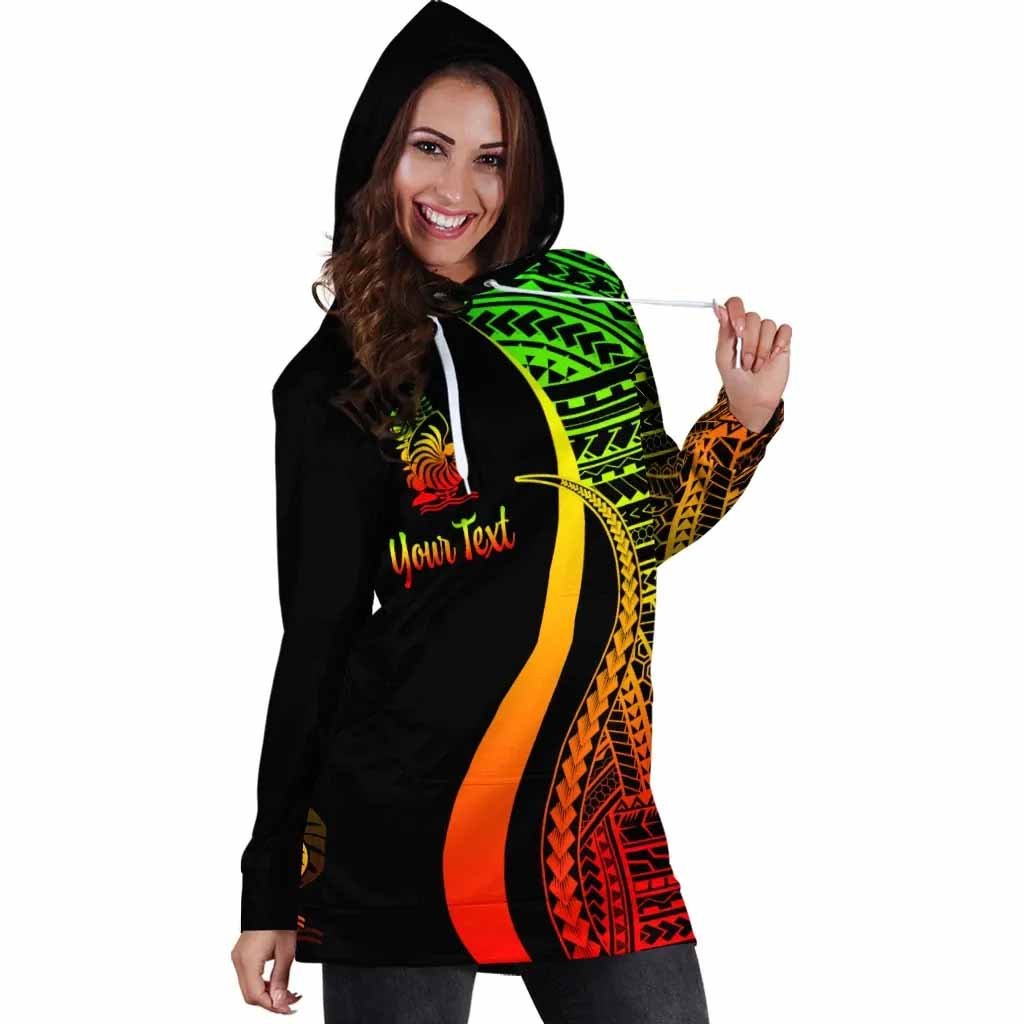 New Caledonia Custom Personalised Hoodie Dress - Reggae Polynesian Tentacle Pattern