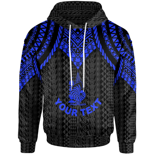 New Caledonia Custom Personalised Hoodie - Polynesian Armor Style Blue