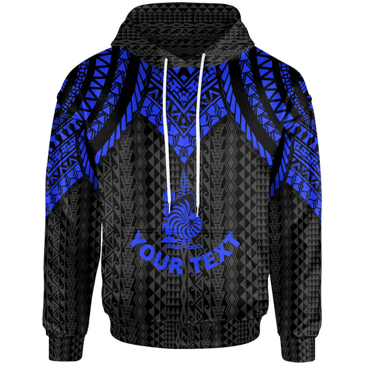 New Caledonia Custom Personalised Hoodie - Polynesian Armor Style Blue