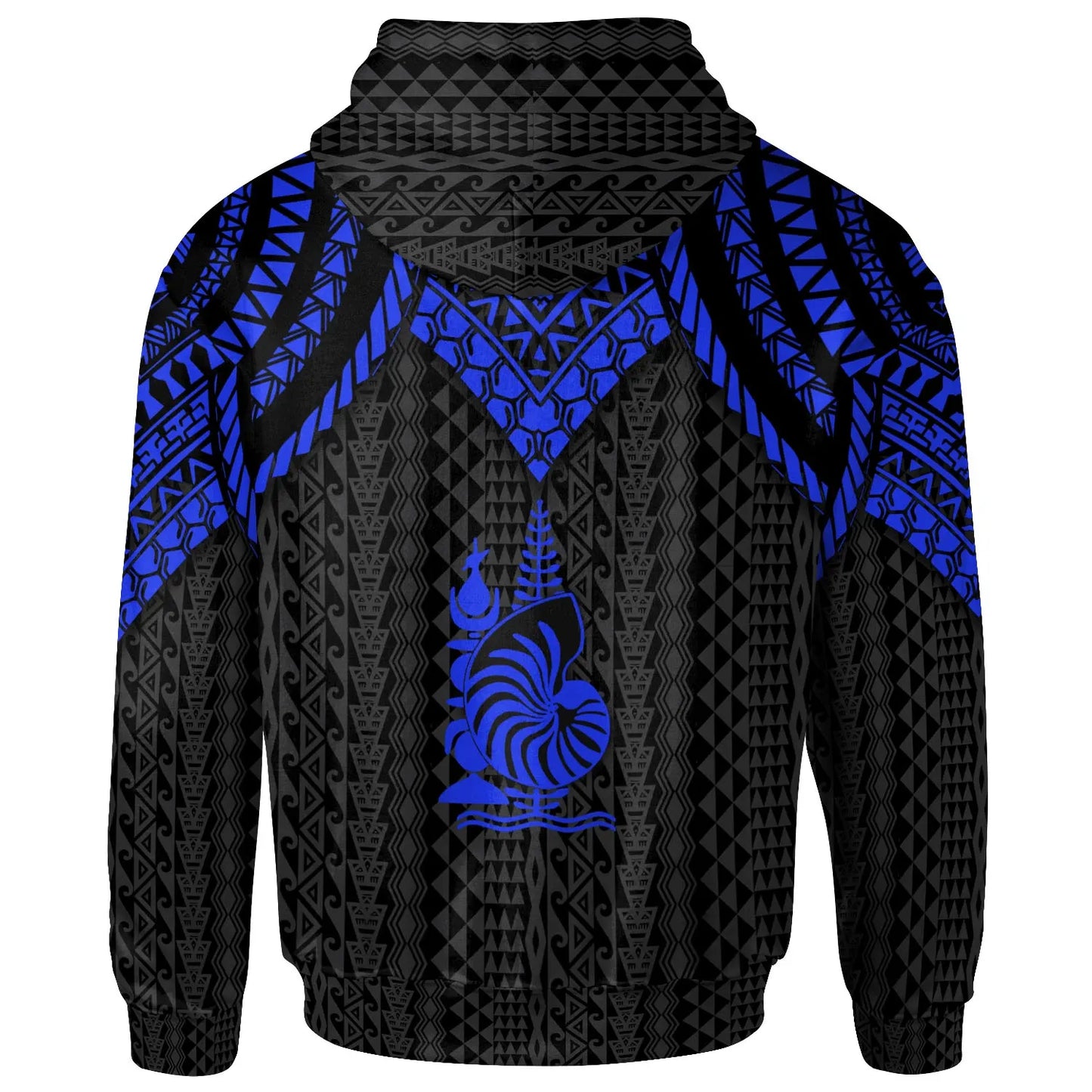 New Caledonia Custom Personalised Hoodie - Polynesian Armor Style Blue