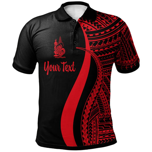 New Caledonia Custom Personalised Polo Shirt Red - Polynesian Tentacle Tribal Pattern