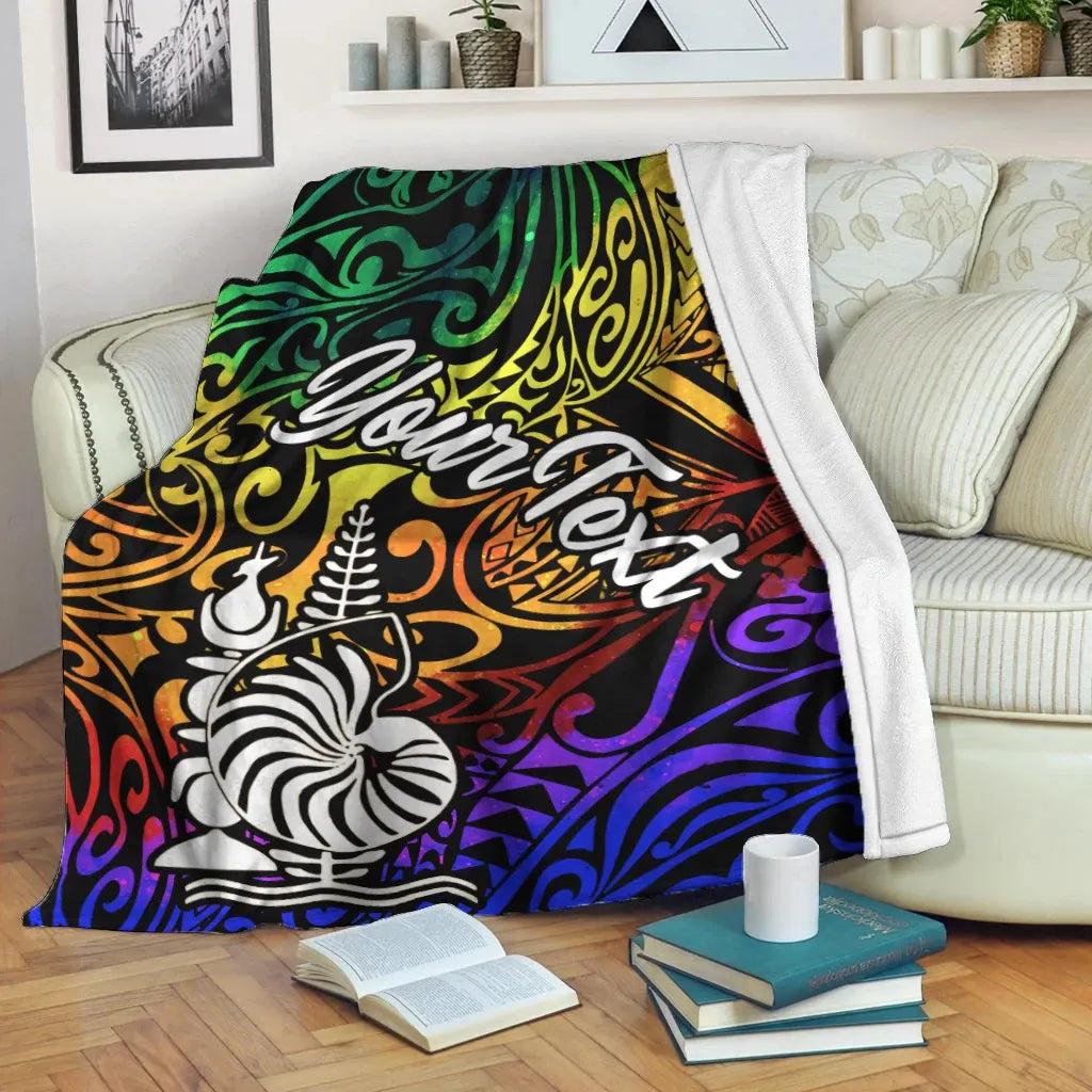 New Caledonia Custom Personalised Premium Blanket - Rainbow Polynesian Pattern