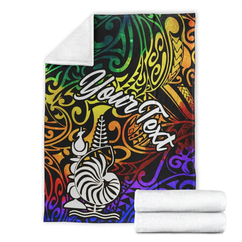 New Caledonia Custom Personalised Premium Blanket - Rainbow Polynesian Pattern