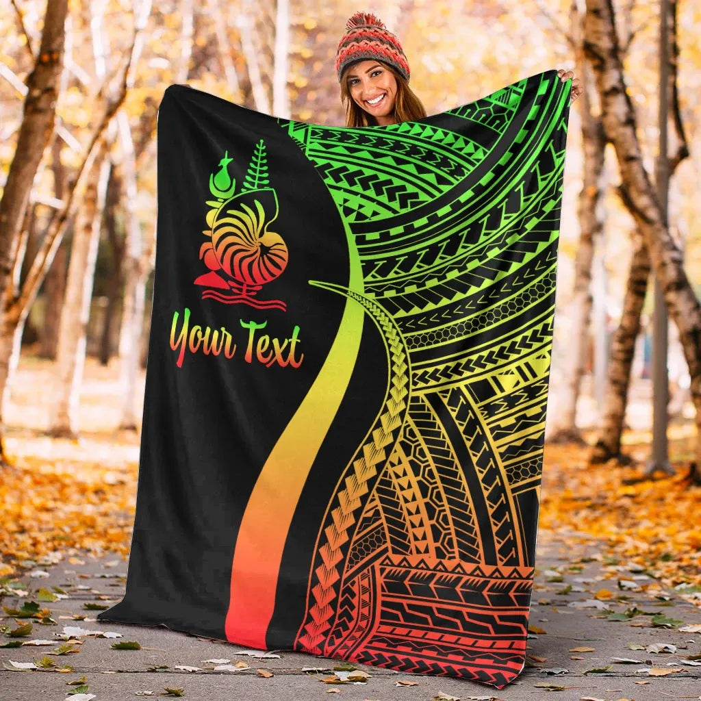 New Caledonia Custom Personalised Premium Blanket - Reggae Polynesian Tentacle Tribal Pattern Crest