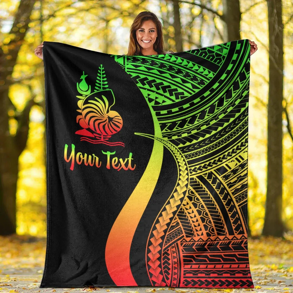 New Caledonia Custom Personalised Premium Blanket - Reggae Polynesian Tentacle Tribal Pattern Crest