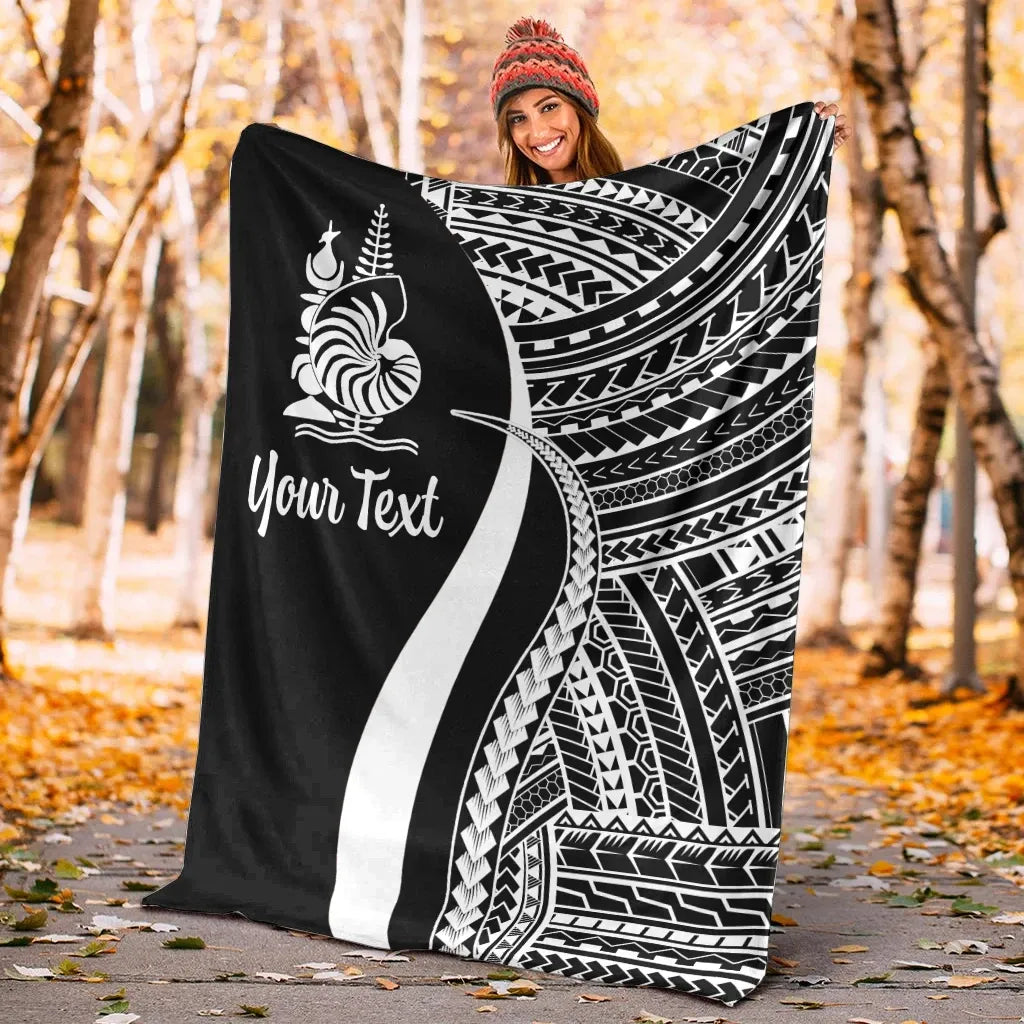 New Caledonia Custom Personalised Premium Blanket - White Polynesian Tentacle Tribal Pattern Crest