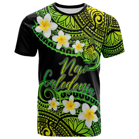 New Caledonia Custom Personalised T-Shirt - Plumeria Polynesian Vibe Green