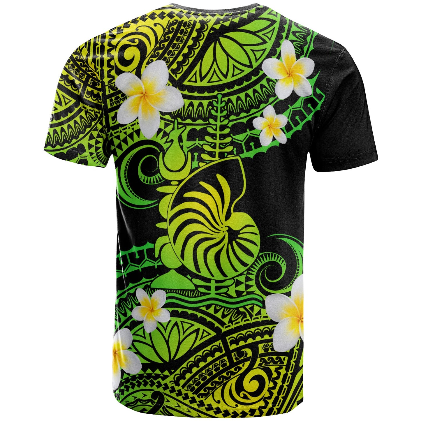 New Caledonia Custom Personalised T-Shirt - Plumeria Polynesian Vibe Green