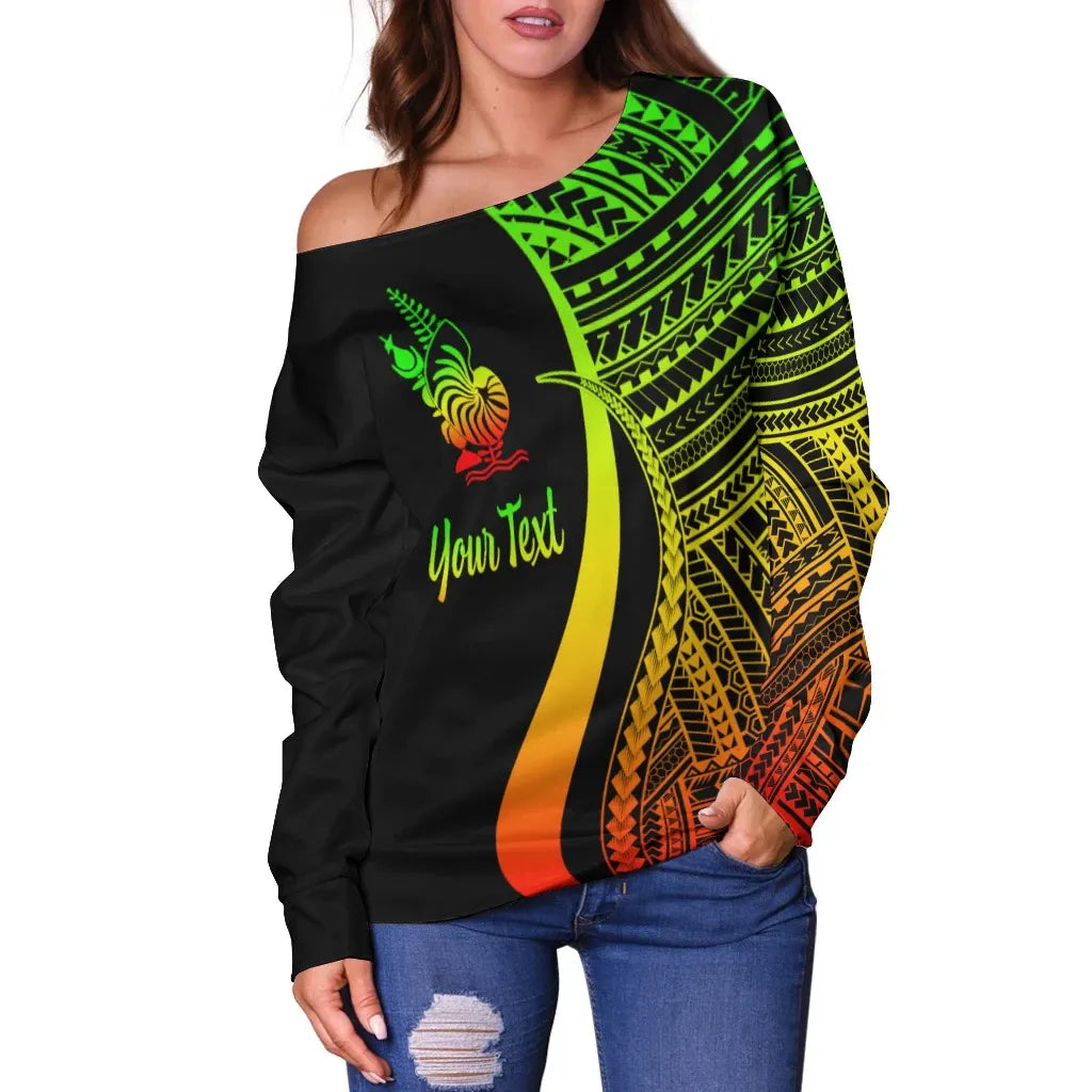 New Caledonia Custom Personalised Women Off Shoulder Sweater - Reggae Polynesian Tentacle Tribal Pattern