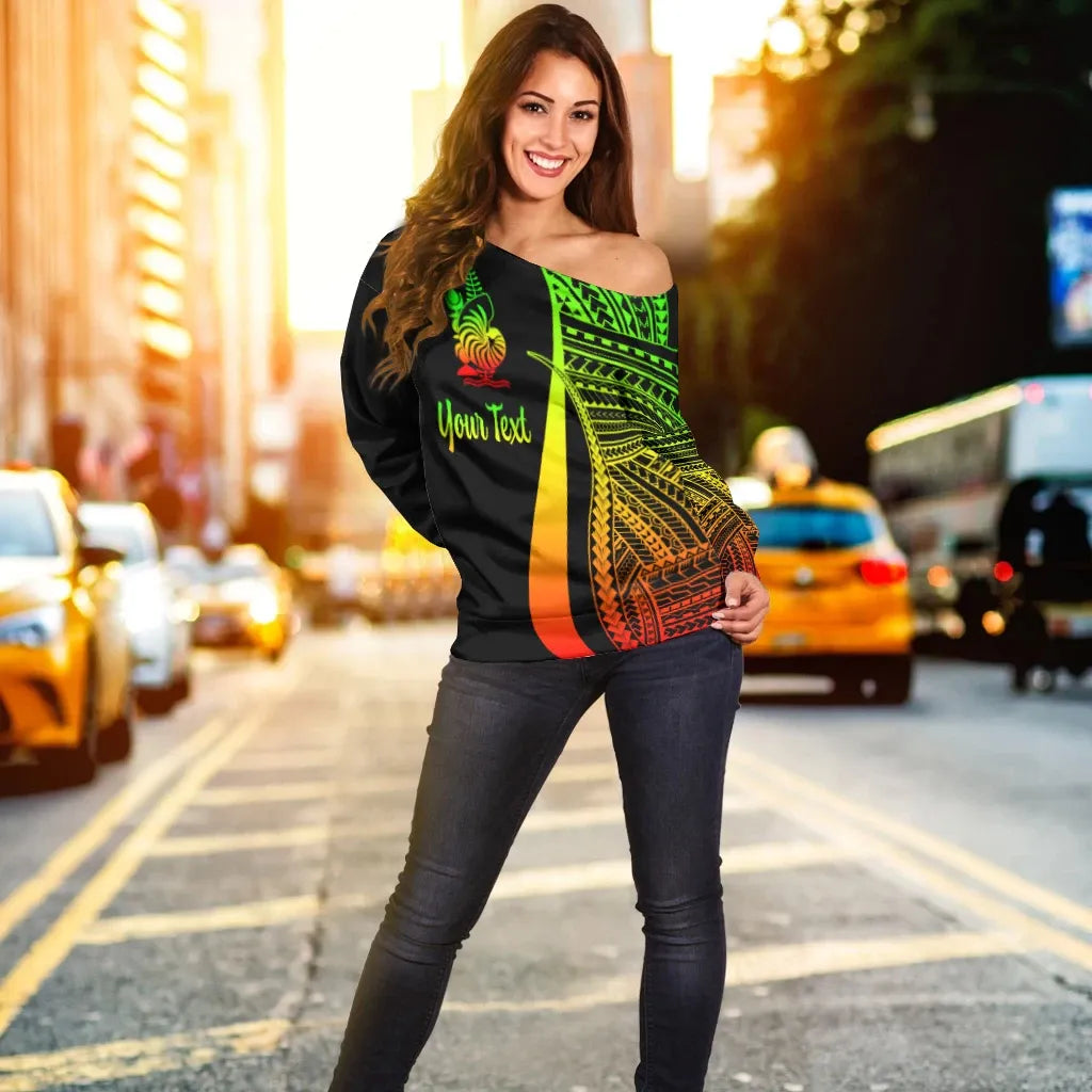 New Caledonia Custom Personalised Women Off Shoulder Sweater - Reggae Polynesian Tentacle Tribal Pattern