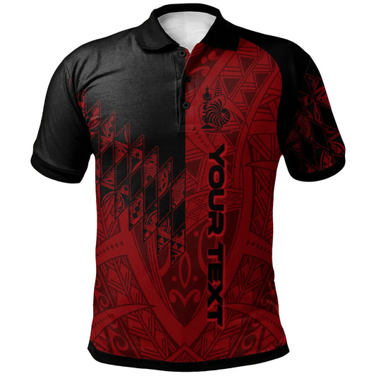 New Caledonia Custom Personalised Polo Shirt - Red Color Symmetry Style