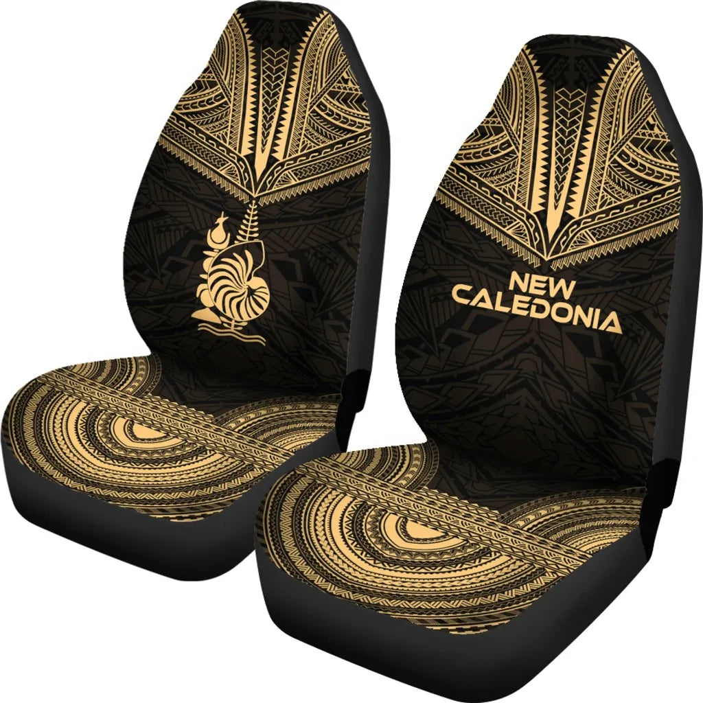 New Caledonia Car Seat Cover - New Caledonia Coat Of Arms Polynesian Chief Tattoo Gold Version